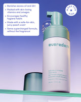 • Banishes excess oil and dirt
• Packed with skin-loving vitamins and omegas
• Encourages healthy hygiene habits
• Made with a safe-for-skin, juicy-peach scent
• Same supercharged formula, without the fragrance!