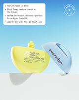 100% mineral UV filter
Fluid, flowy texture blends in like magic
Water and sweat resistant-perfect for a dip in the pool!
Clip for easy, on-the-go touch-ups