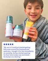 My son is 13 and just started getting little acne around his forehead and eyebrows. I bought it for him immediately on autoship. He has started washing his face twice a day now and slowly his bumps are clearing.
