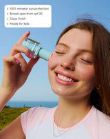 100% mineral sun protection
Broad-spectrum SPF30
Clear finish
Made for kids