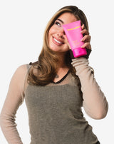 Model with cleanser.