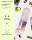 Carefully formulated for little faces with kid-safe, non-toxic ingredients
VEGAN, PARABEN-FREE, PHTHALATE-FREE, SULFATE-FREE, PETROLATUM-FREE
FORMULATED TO EU STANDARDS
MADE FOR KIDS
DERMATOLOGIST TESTED