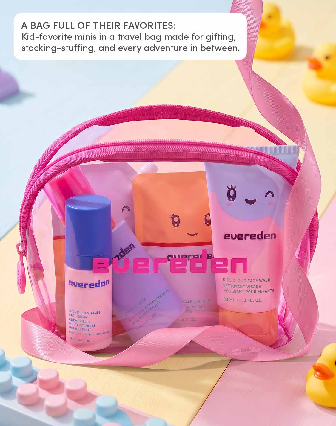 A bag full of their favorites
Kid-favorite minis in a travel bag made for gifting, stocking-stuffing, and every adventure in between